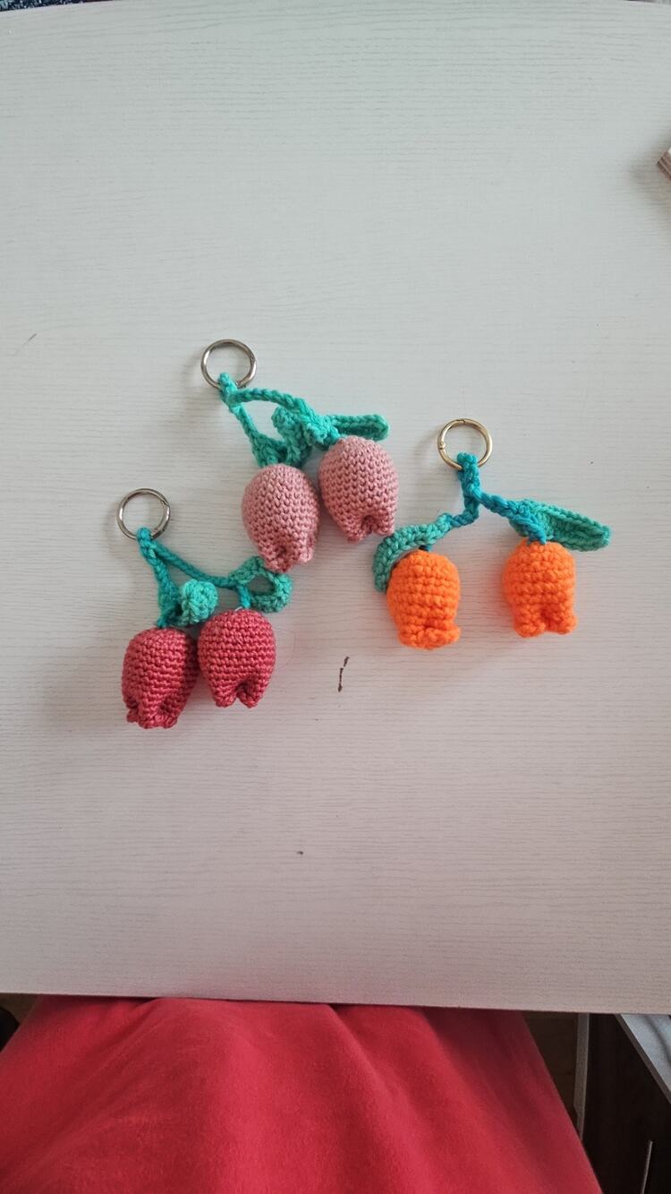Hand crochet tulip bag charms